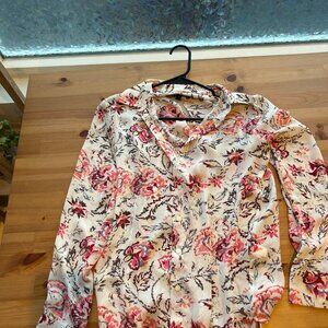 Banana Republic Dillon Pink Floral Button-Down Shirt XS